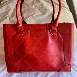 Kate Spade Red Leather Tote Handbag